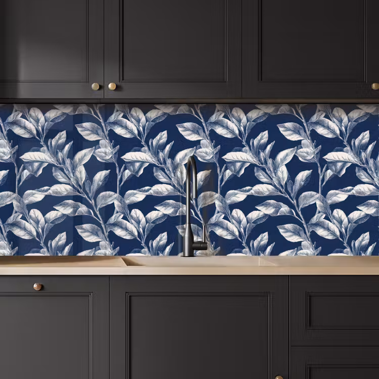 Botanisch - Patroon - Blauw keuken achterwand 2 middel 871 -sfeer1