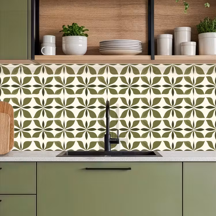 Botanisch - Retro - Groen keuken achterwand 2 middel 871 -sfeer3