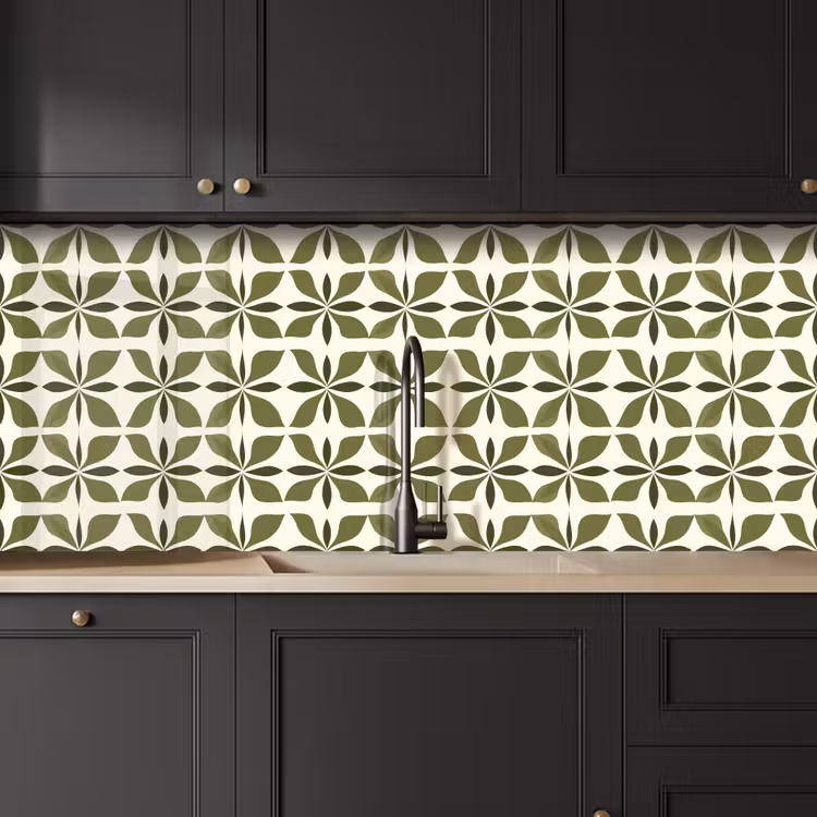 Botanisch - Retro - Groen keuken achterwand 2 middel 871 -sfeer1