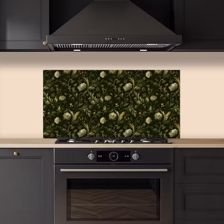 Botanisch - Naadloos - Bloemen keuken achterwand spatscherm middel 899 -sfeer1