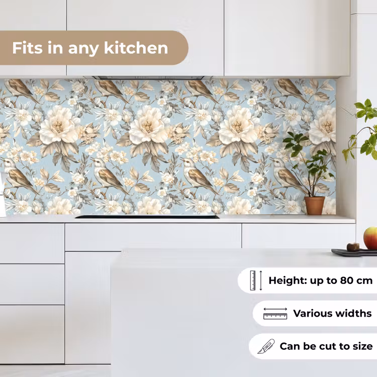 Botanisch - Zangvogel - Blauw keuken achterwand 2 middel 871 -sfeer4_UK