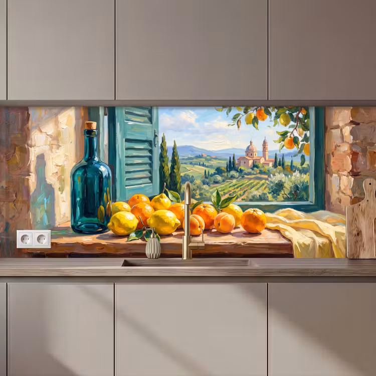 Kitchen Wall Splashback - Bottle - Fruit - Still Life - Fles - Fruit - Stilleven keuken achterwand 2 middel zz_3dshopping