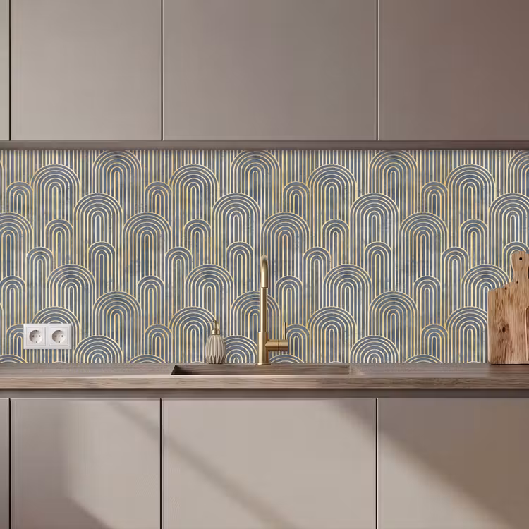 Boog - Goud - Blauw keuken achterwand 2 middel 871 zz_3dshopping