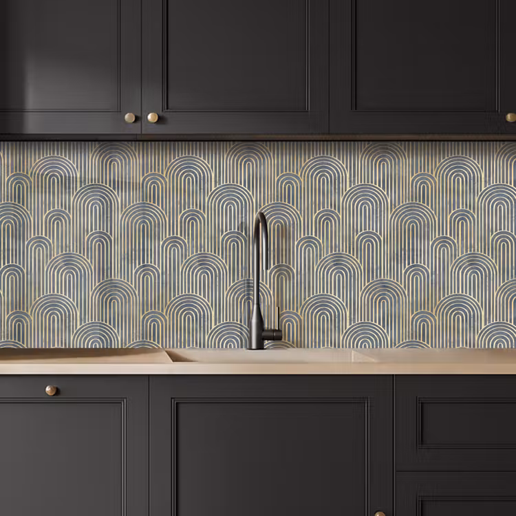 Boog - Goud - Blauw keuken achterwand 2 middel 871 -sfeer1