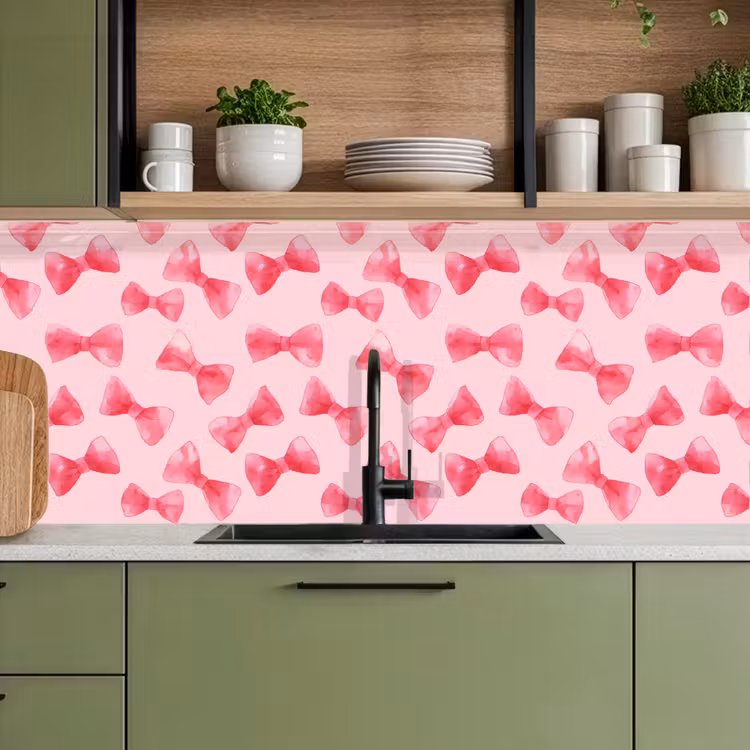 Strikken - Aquarel - Roze keuken achterwand 2 middel 871 -sfeer3