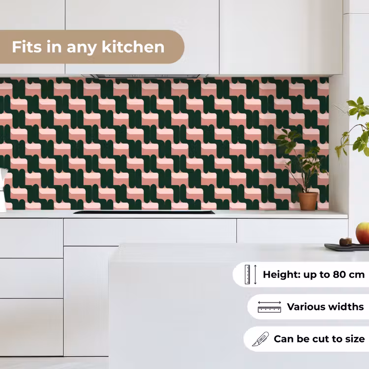 Vlechtpatroon - Groen - Roze - Geometrisch keuken achterwand 2 middel 871 -sfeer4_UK