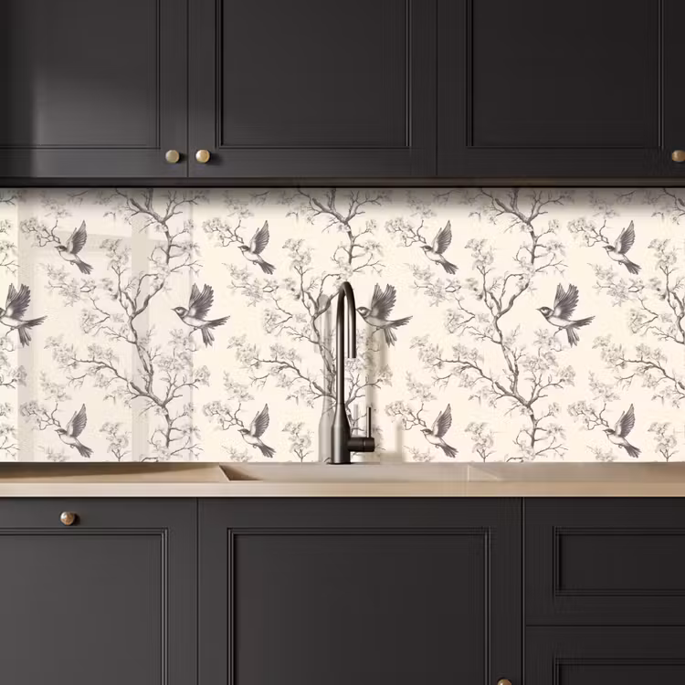 Takken - Vogels - Beige keuken achterwand 2 middel 871 -sfeer1