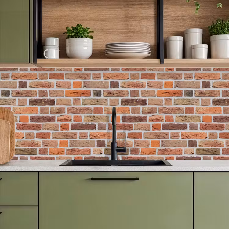 Bakstenen - Aardetinten - Muur - Rustiek keuken achterwand 2 middel 871 -sfeer3