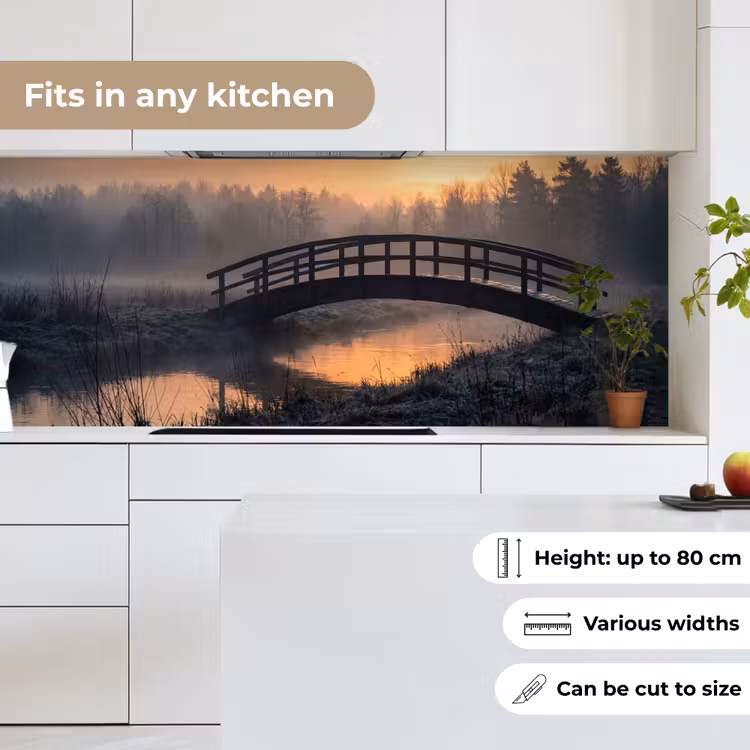 Brug - Mist - Bomen - Water keuken achterwand 2 middel -sfeer4_UK