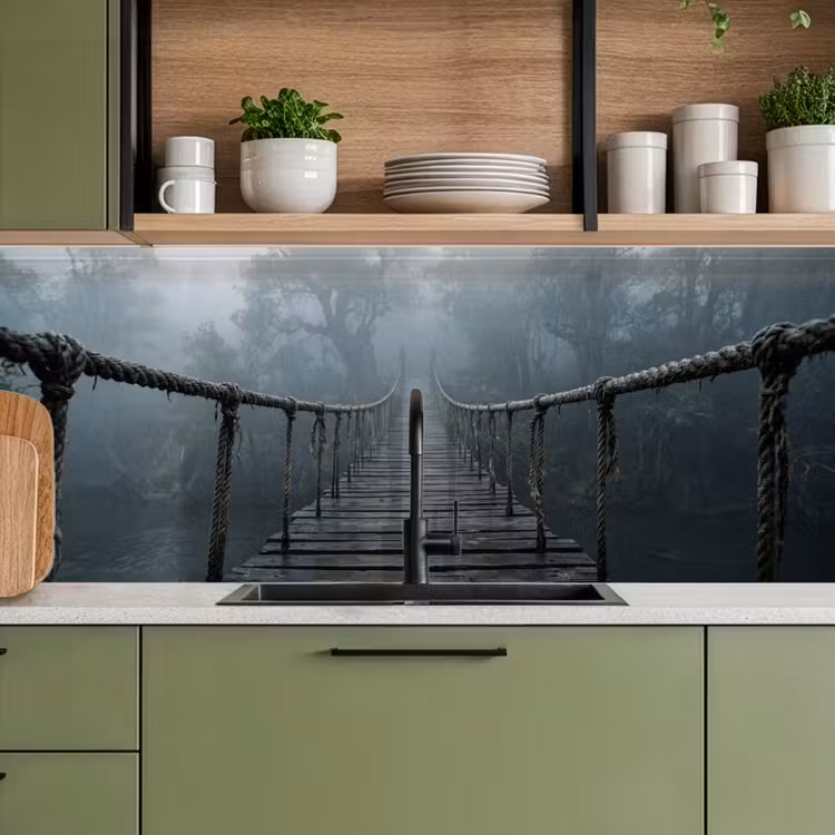 Brug - Jungle - Mist - Natuur keuken achterwand 2 middel -sfeer3