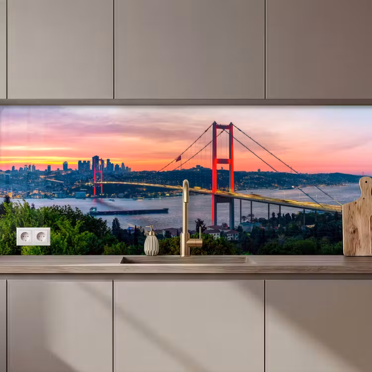 Brug - Rood - Skyline - Water keuken achterwand 2 middel zz_3dshopping