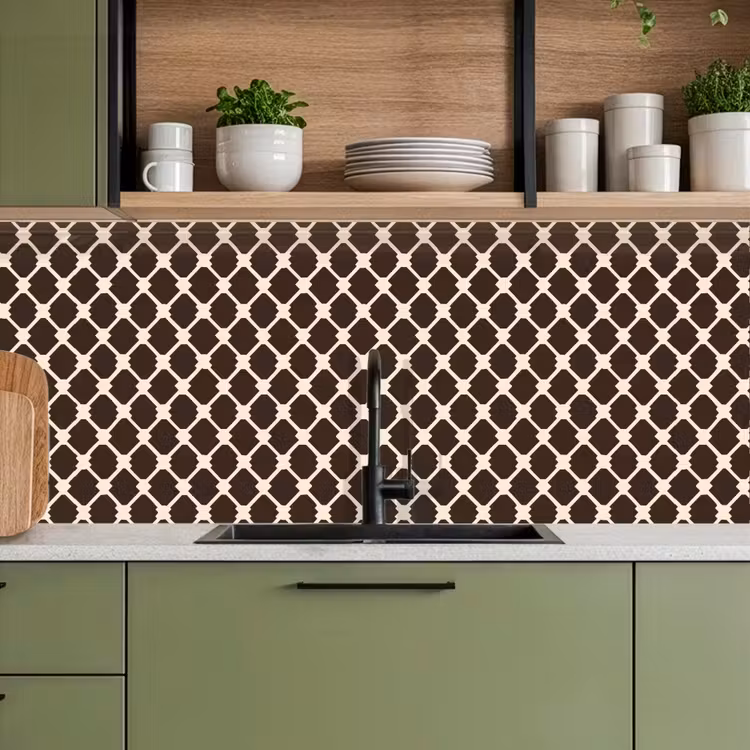 Bruin - Ruitpatroon - Geometrisch keuken achterwand 2 middel 871 -sfeer3