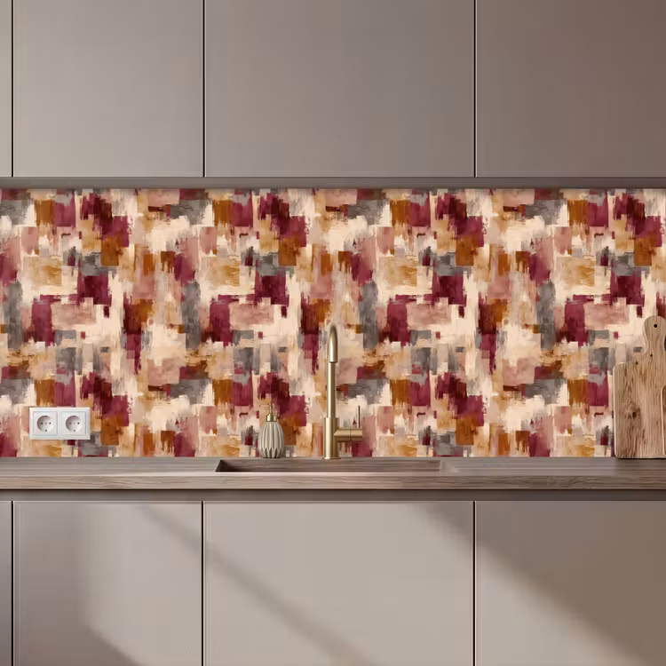 Penseelstrepen - Herfstsymfonie - Bordeauxrood keuken achterwand 2 middel 871 zz_3dshopping