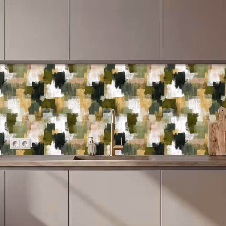 Penseelstrepen - Mos - Groentinten keuken achterwand 2 middel 871 zz_3dshopping