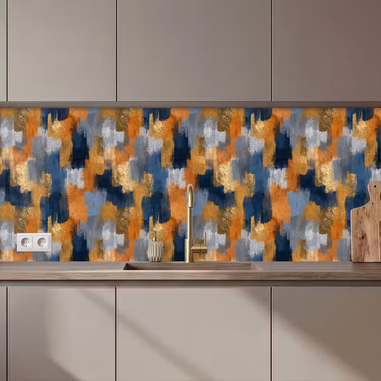 Penseelstrepen - Ruw - Textuur - Koperblauw keuken achterwand 2 middel 871 zz_3dshopping