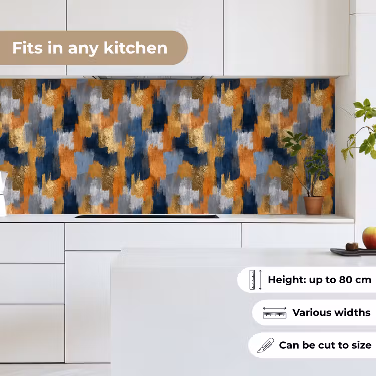 Penseelstrepen - Ruw - Textuur - Koperblauw keuken achterwand 2 middel 871 -sfeer4_UK
