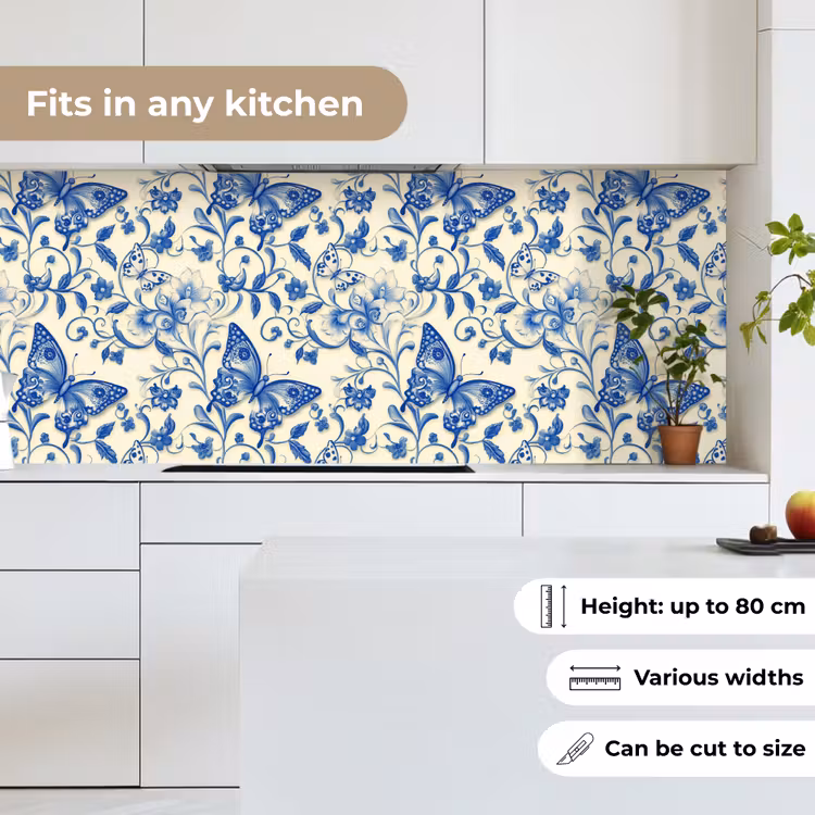Vlinders - Bloemen - Blauw - Botanisch keuken achterwand 2 middel 871 -sfeer4_UK