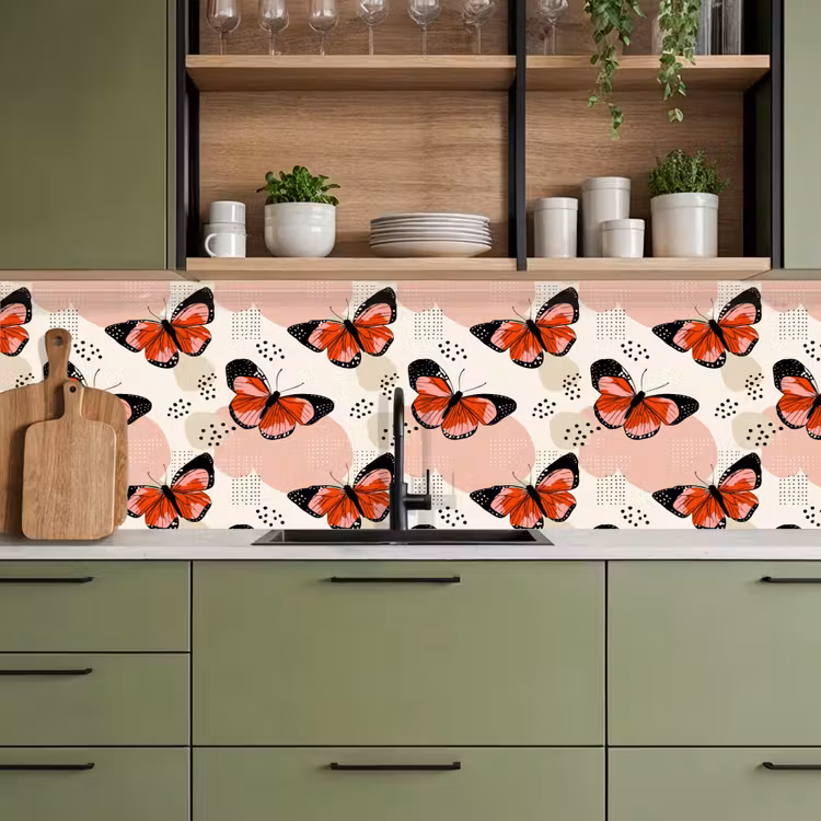 Vlinders - Retro - Kleurrijk keuken achterwand 2 groot 857 -sfeer3