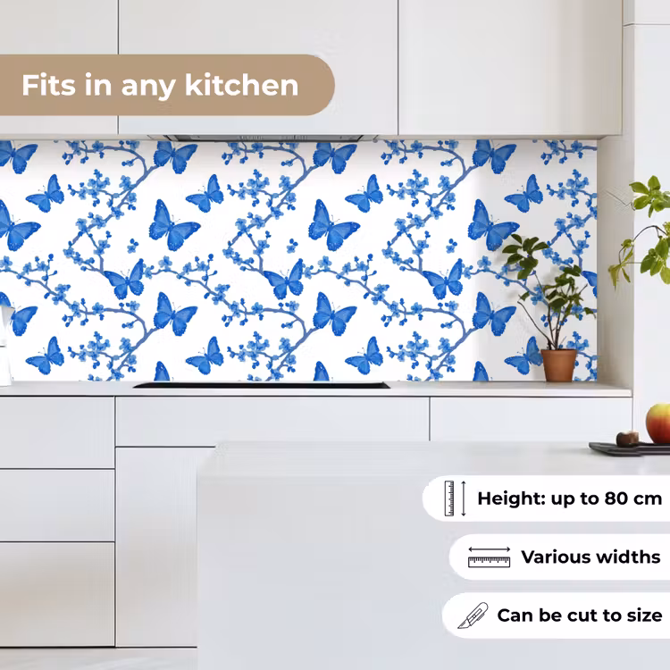 Vlinder - Bloemen - Blauw keuken achterwand 2 middel 871 -sfeer4_UK