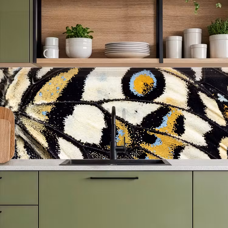 Vlinder - Vleugel - Geel keuken achterwand 2 middel -sfeer3