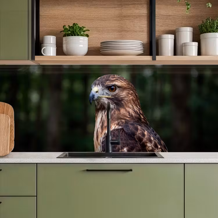 Buizerd - Roofvogel - Natuur - Bruin keuken achterwand 2 middel -sfeer3