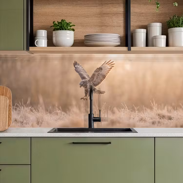 Buizerd - Roofvogel - Natuur - Bruin keuken achterwand 2 middel -sfeer3