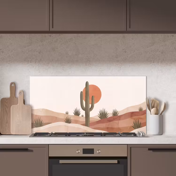 Cactus - Duinen - Modern - Landschap - Groen keuken achterwand spatscherm middel -sfeer2