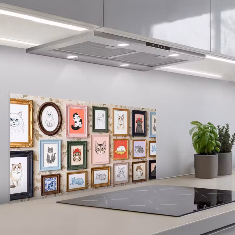 Kat - Portret - Dieren - Illustratie - Lijst keuken achterwand spatscherm middel -3d_schuin