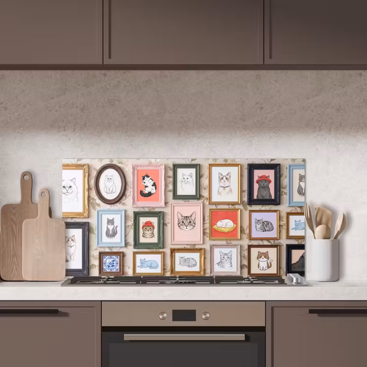 Kat - Portret - Dieren - Illustratie - Lijst keuken achterwand spatscherm middel -sfeer2