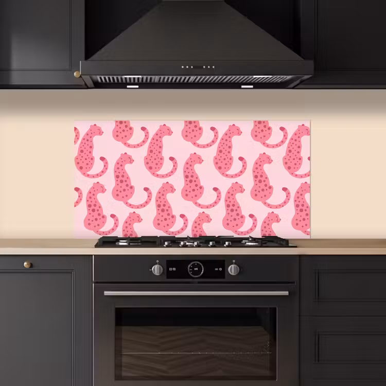 Kat - Gevlekt - Dieren - Patroon - Roze keuken achterwand spatscherm middel -sfeer1