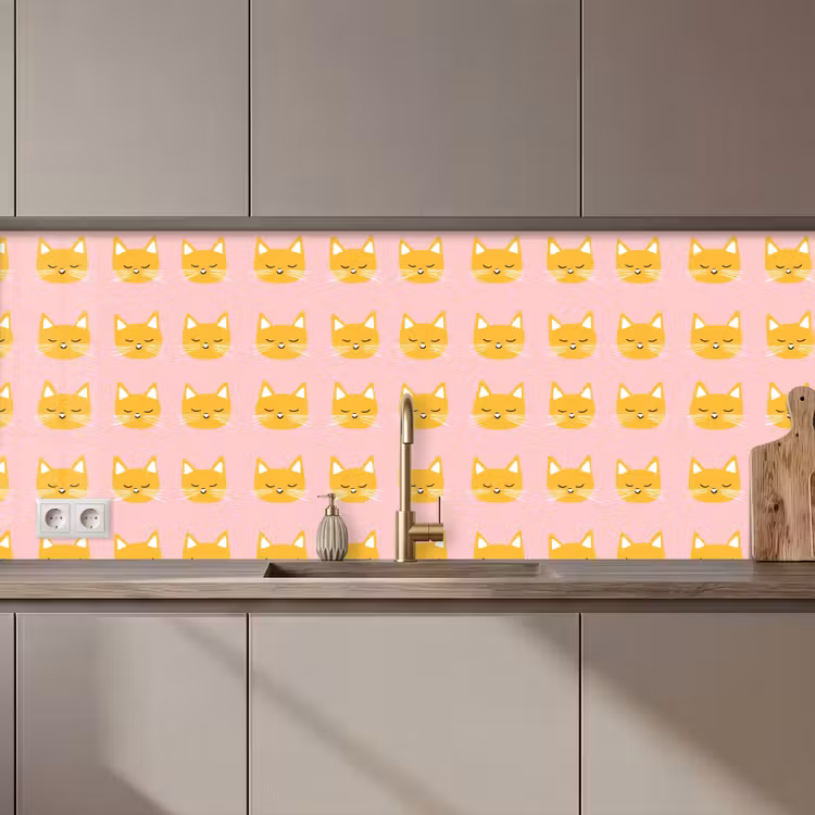 Katten - Patroon - Roze keuken achterwand 2 middel 871 zz_3dshopping