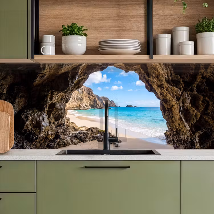 Grot - Strand - Zee - Blauw keuken achterwand 2 middel -sfeer3