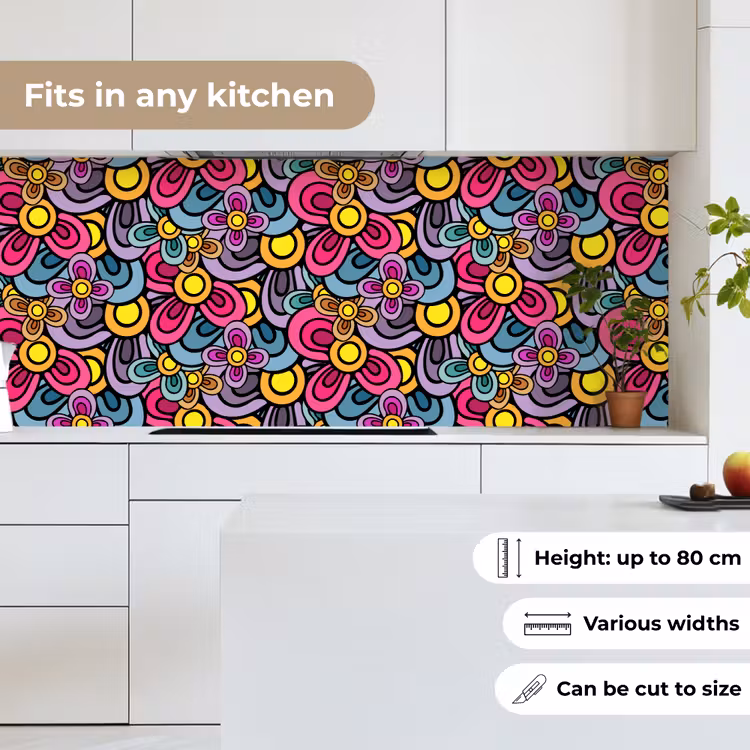 Patroon - Hippie - Bloemen - Paars keuken achterwand 2 middel 871 -sfeer4_UK