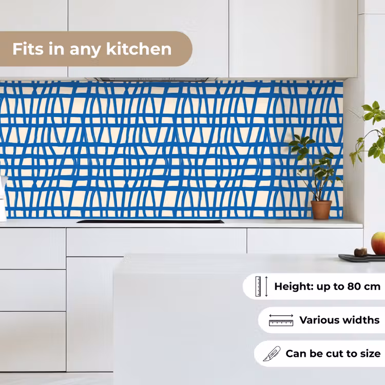 Ruitpatroon - Blauw - Crème keuken achterwand 2 middel 871 -sfeer4_UK
