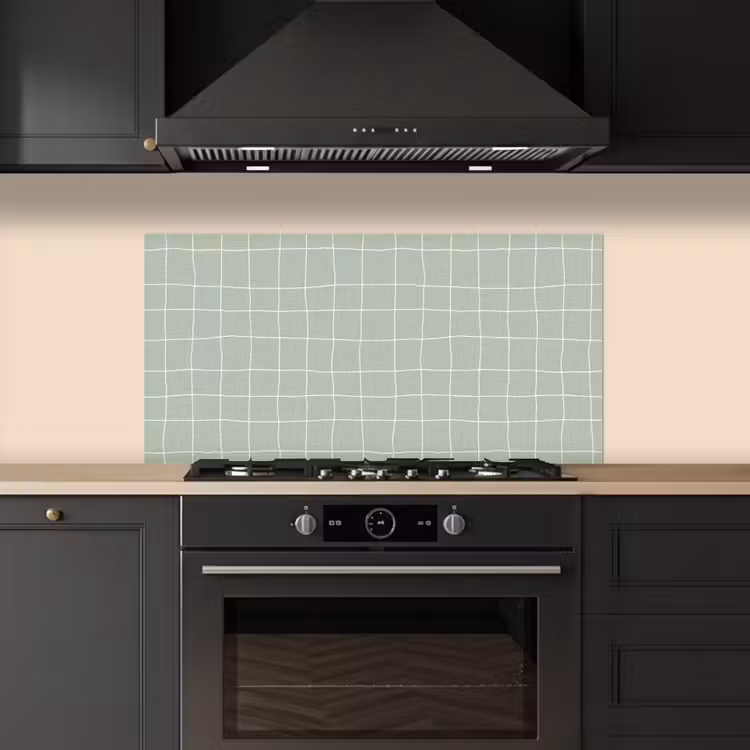Ruitpatroon - Golvend - Groen keuken achterwand spatscherm middel 899 -sfeer1
