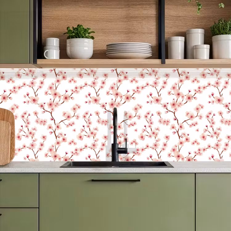 Kersenbloesem - Takken - Roze keuken achterwand 2 middel 871 -sfeer3