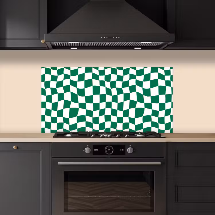 Schaakbord - Golvend - Groen keuken achterwand spatscherm middel 899 -sfeer1