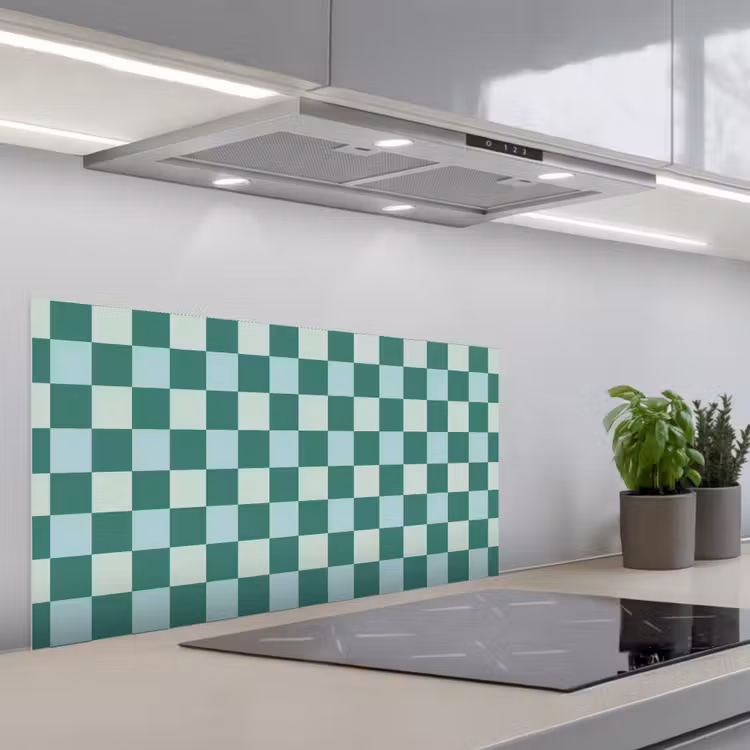 Schaak - Klassiek - Groen keuken achterwand spatscherm middel 899 -3d_schuin