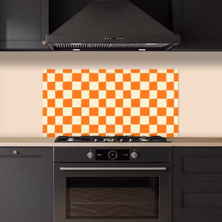 Schaak - Patroon - Oranje keuken achterwand spatscherm middel 899 -sfeer1