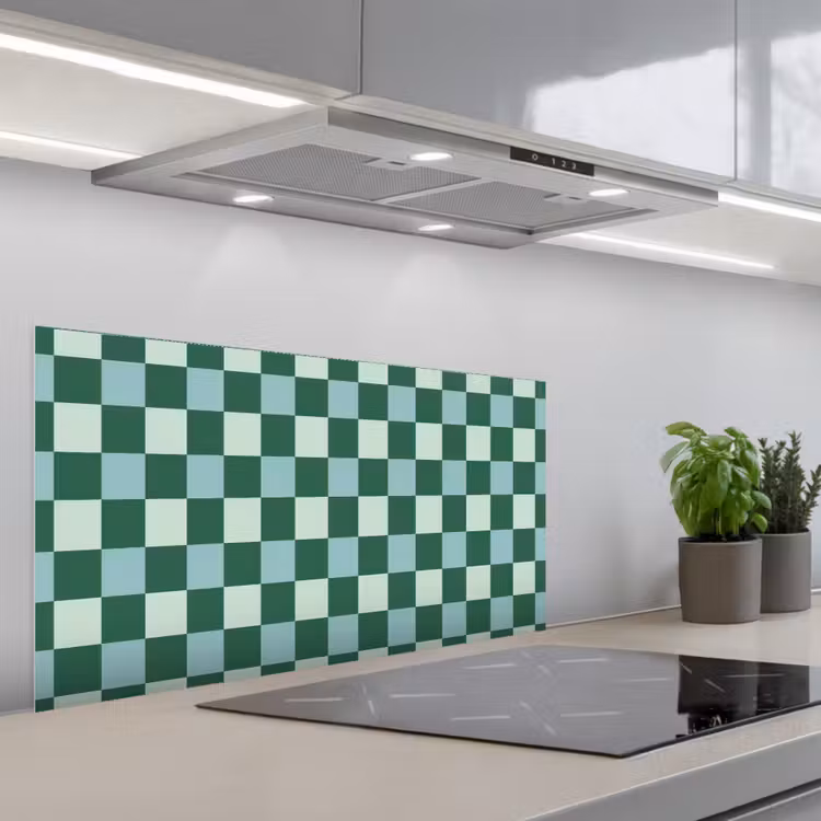 Schaakbord - Klassiek - Groen keuken achterwand spatscherm middel 899 -3d_schuin
