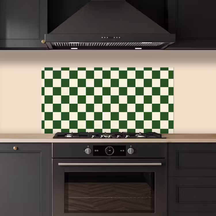 Schaakbord - Patroon - Groen keuken achterwand spatscherm middel 899 -sfeer1