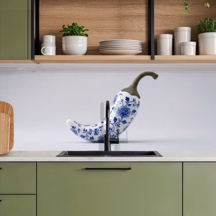 Chilipeper - Keramiek - Blauw keuken achterwand 2 middel -sfeer3