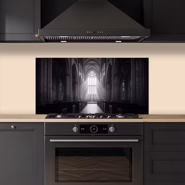 Kerk - Interieur - Lichtstralen - Architectuur - Klassiek keuken achterwand spatscherm middel -sfeer1