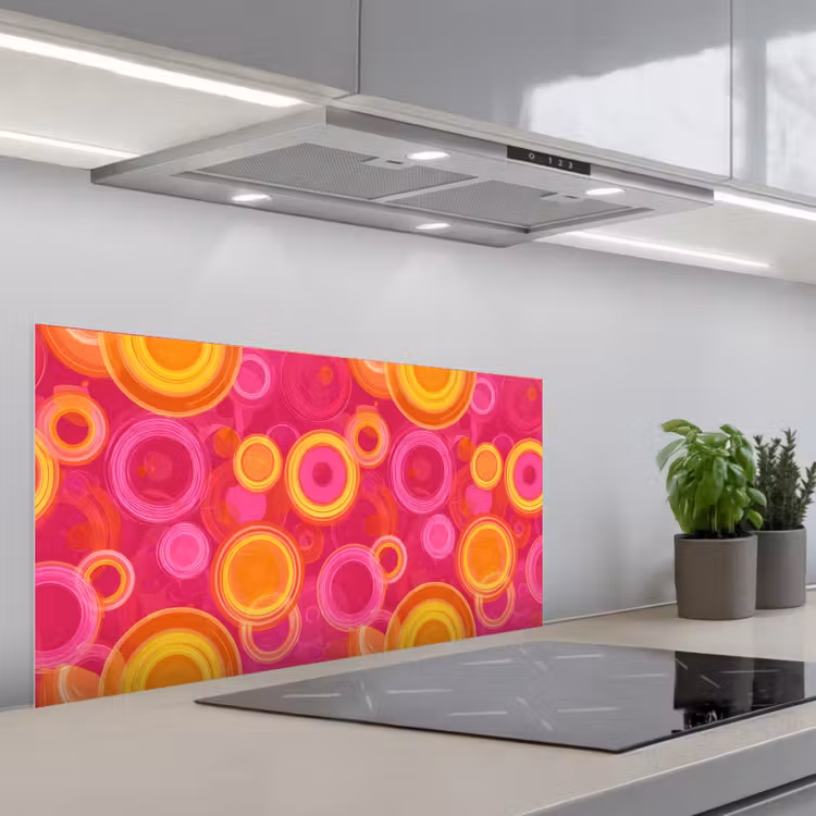 Cirkels - Design - Kleurrijk keuken achterwand spatscherm middel 899 -3d_schuin