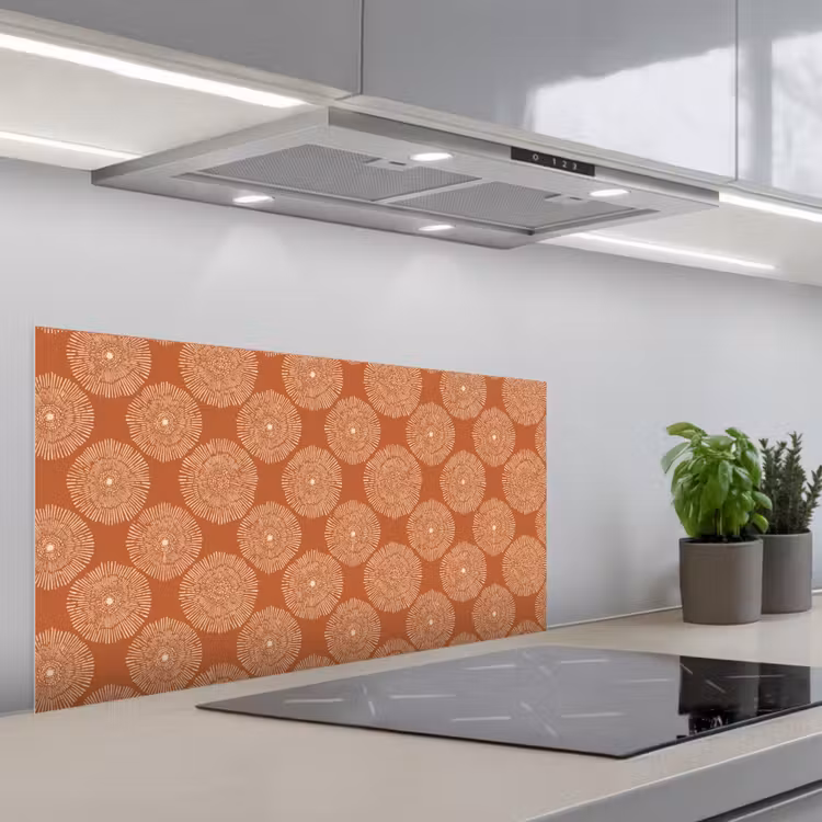 Cirkels - Grafisch - Patroon - Terracotta keuken achterwand spatscherm middel 899 -3d_schuin
