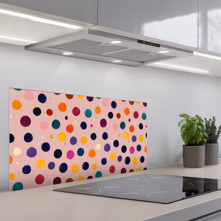 Cirkels - Patroon - Kleurrijk keuken achterwand spatscherm middel 899 -3d_schuin