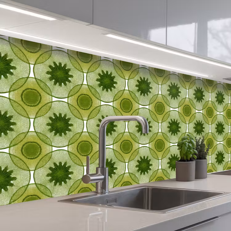 Cirkels - Patroon - Groen keuken achterwand 2 groot 857 -3d_schuin