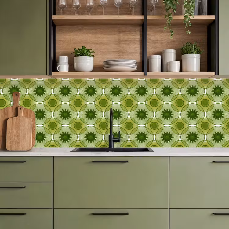 Cirkels - Patroon - Groen keuken achterwand 2 groot 857 -sfeer3