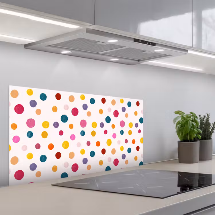 Cirkels - Speels - Kleurrijk keuken achterwand spatscherm middel 899 -3d_schuin