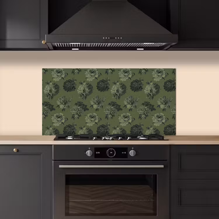 Klassiek - botanisch - olijfgroen - bloemen keuken achterwand spatscherm middel 899 -sfeer1